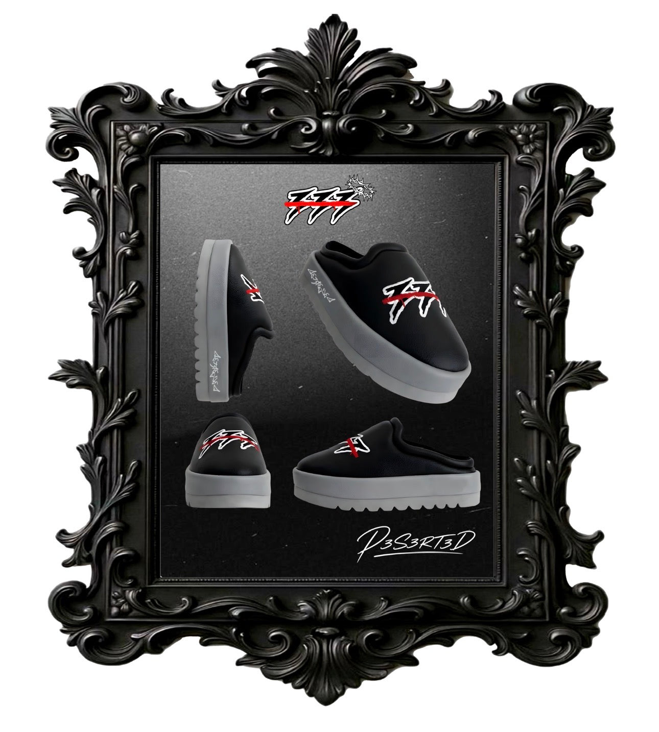 D3S3RT3D® — VII Commandment Slides - BLACK AND GREY